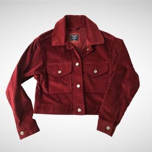 Abercrombie Dark Red Corduroy Cropped Jacket
